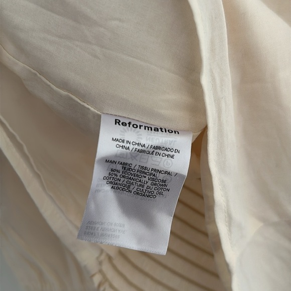 Reformation Amalie Tiered Square Neck Long Sleeve Top Embroidered Ivory | size 2 - Picture 8 of 12